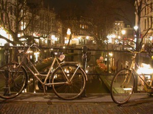 Bikes on bridge over Oude Gracht, Utrecht